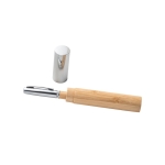 Stylo élégant avec logo en bambou, finition mate, mine noire couleur naturel avec boîte