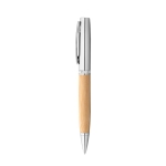 Stylo élégant avec logo en bambou, finition mate, mine noire couleur naturel