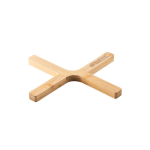 Dessous de plat pliant en forme de croix en bambou Bamboo couleur naturel image avec logo