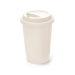 Tasse à emporter en plastique réutilisable avec couvercle 450 ml couleur blanc cassé