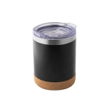 Mug thermique en acier inoxydable à couvercle et base en liège 400ml couleur noir