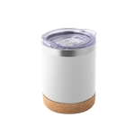 Mug thermique en acier inoxydable à couvercle et base en liège 400ml couleur blanc