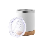 Mug thermique en acier inoxydable à couvercle et base en liège 400ml couleur blanc troisième vue
