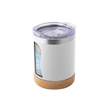 Mug thermique en acier inoxydable à couvercle et base en liège 400ml couleur blanc quatrième vue