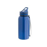 Gourde de sport en plastique avec paille intégrée et poignée 1230ml couleur bleu