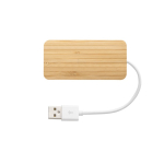 Hub USB 2.0 avec port de type C en bambou et câble avec logo Bamboo couleur naturel première vue