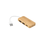 Hub USB 2.0 avec port de type C en bambou et câble avec logo Bamboo couleur naturel