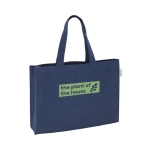 Sac 50% coton recyclé à anses longues 280 g/m² couleur bleu image avec logo