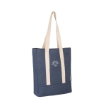 Sac en denim avec poche intérieure et longues anses en coton 300 g/m² couleur bleu image avec logo