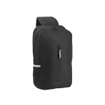 Sac à sangle unique rembourré en RPET à réflecteurs et poche avant couleur noir