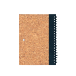 Carnet B6 avec couverture en liège et RPET, avec stylo et pages unies couleur noir deuxième vue