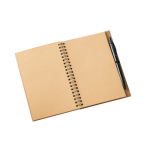 Carnet B6 avec couverture en liège et RPET, avec stylo et pages unies couleur noir troisième vue