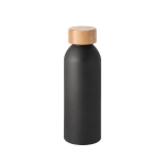 Bouteille en aluminium fini mat avec logo et bouchon en bambou 550ml couleur noir