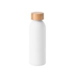 Bouteille en aluminium fini mat avec logo et bouchon en bambou 550ml couleur blanc