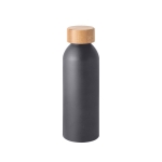 Bouteille en aluminium fini mat avec logo et bouchon en bambou 550ml couleur gris foncé
