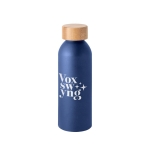 Bouteille en aluminium fini mat avec logo et bouchon en bambou 550ml couleur bleu marine image avec logo