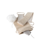 Set de spa avec fleur de douche, serviette et pierre ponce, sac inclus couleur naturel deuxième vue