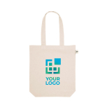 Sac polyvalent avec coton recyclé à anses longues 220 g/m² avec zone d'impression