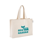 Sac pratique avec coton recyclé à anses longues 280 g/m² couleur naturel image avec logo