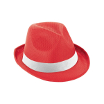 Chapeau promotionnel en polyester avec ruban blanc avec logo Colors couleur rouge