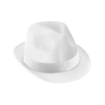 Chapeau promotionnel en polyester avec ruban blanc avec logo Colors couleur blanc