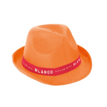 Chapeau promotionnel en polyester avec ruban blanc avec logo Colors couleur orange image avec logo 4