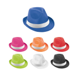 Chapeau promotionnel en polyester avec ruban blanc avec logo Colors diverses couleurs