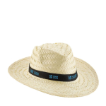 Chapeau en paille naturelle avec ruban en polyester avec zone d'impression