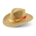Chapeau en paille naturelle avec ruban personnalisé sublimé couleur blanc image avec logo