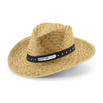 Chapeau en paille naturelle avec ruban décoratif sublimé couleur noir image avec logo