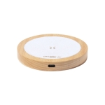 Chargeur sans fil circulaire avec boîtier éco en chanvre biologique couleur naturel deuxième vue
