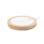 Chargeur sans fil circulaire avec boîtier éco en chanvre biologique couleur naturel deuxième vue