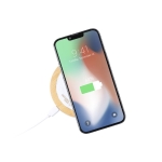 Chargeur sans fil circulaire avec boîtier éco en chanvre biologique couleur naturel deuxième vue