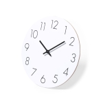 Horloge murale en bois blanc avec logo sérigraphié White  troisième vue