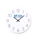 Horloge murale en bois blanc avec logo sérigraphié White vue principale