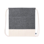 Sac cordon publicitaire en coton 140 g/m2 bicolore Duo FairTrade couleur noir première vue