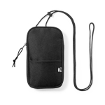 Pochette de téléphone avec bandoulière et zip Expedition RPET couleur noir première vue