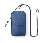 Pochette de téléphone avec bandoulière et zip Expedition RPET couleur bleu marine première vue