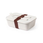 Lunch box en PP veiné sans BPA avec fourchette et couteau Light couleur naturel première vue