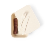 Lunch box en PP veiné sans BPA avec fourchette et couteau Light  troisième vue