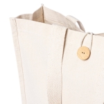 Sac en coton robuste avec fermeture à bouton 310 g/m2 Button couleur naturel quatrième vue
