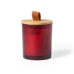 Bougie dans un pot en verre avec couvercle et poignée Bougie Fragrant couleur rouge première vue