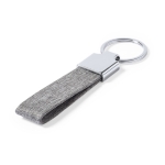 Porte-clés en polyester RPET allongé avec accessoire chromé Mix sixième vue