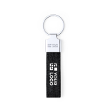 Porte-clés en polyester RPET allongé avec accessoire chromé Mix vue principale