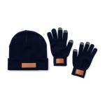 Set de bonnet et gants taille adultes avec doigts tactiles Set 2 Warm couleur bleu marine première vue