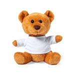 Ourson en peluche doux avec tee-shirt blanc personnalisable Kiddo couleur marron première vue