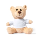 Ourson en peluche doux avec tee-shirt blanc personnalisable Kiddo couleur beige première vue