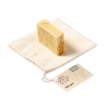 Savon solide vegan au calendula et camomille en sachet en coton 100gr couleur beige première vue