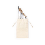 Lot de 6 petits pinceaux de maquillage avec housse en coton Mini couleur beige première vue