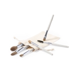 Lot de 6 petits pinceaux de maquillage avec housse en coton Mini couleur beige deuxième vue